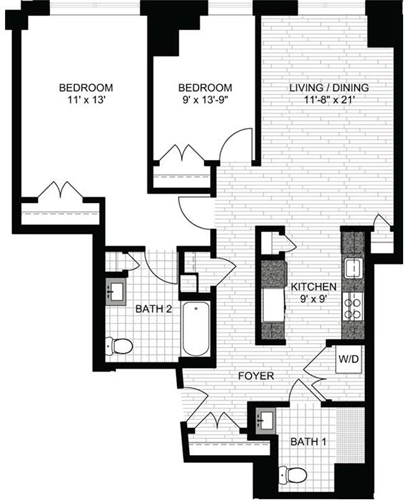 2 beds, 2 baths, 1,083 sqft, $4,130, Unit 0711