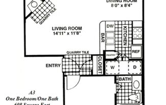 1 bed, 1 bath, 608 sqft, $1,095, Unit 1706