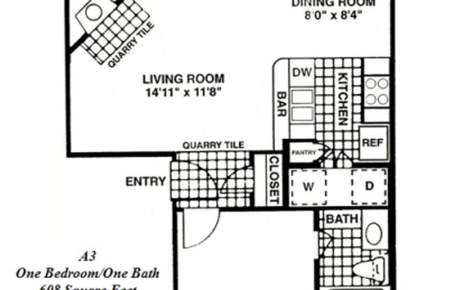 1 bed, 1 bath, 608 sqft, $1,095, Unit 1706