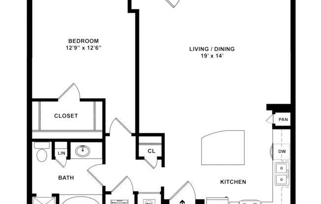 1 bed, 1 bath, 840 sqft, $1,660