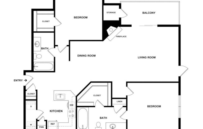 2 beds, 2 baths, 1,206 sqft, $1,631