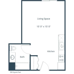 Studio, 1 bath, 425 sqft, $850