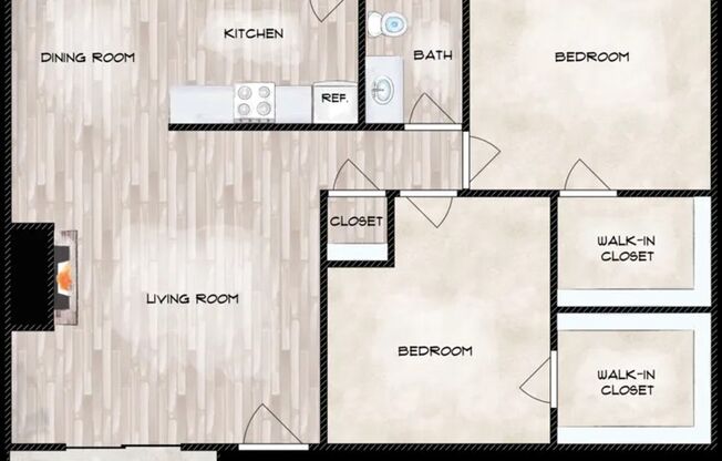 2 beds, 1 bath, 965 sqft, $1,540, Unit 13-48