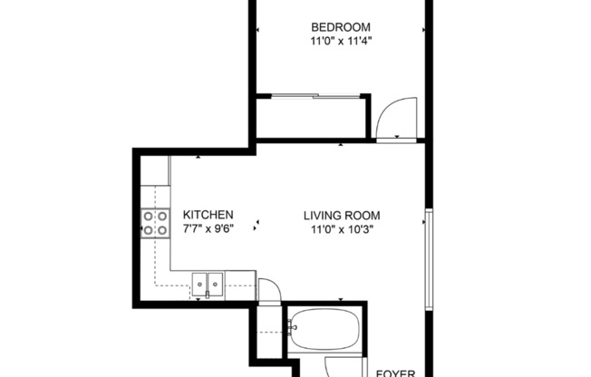 1 bed, 1 bath, 400 sqft, $599, Unit 114.5