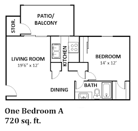 1 bed, 1 bath, 720 sqft, $950