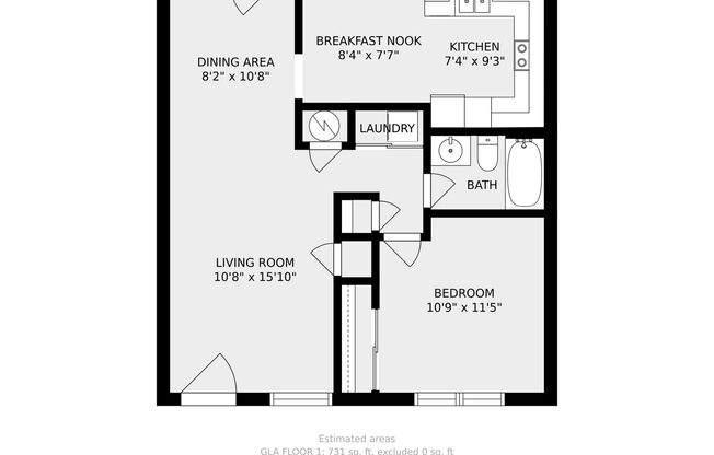 1 bed, 1 bath, 731 sqft, $1,076, Unit 3403A