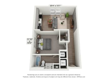 Studio, 1 bath, 659 sqft, $1,485