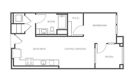 Studio, 1 bath, 615 sqft, $2,246
