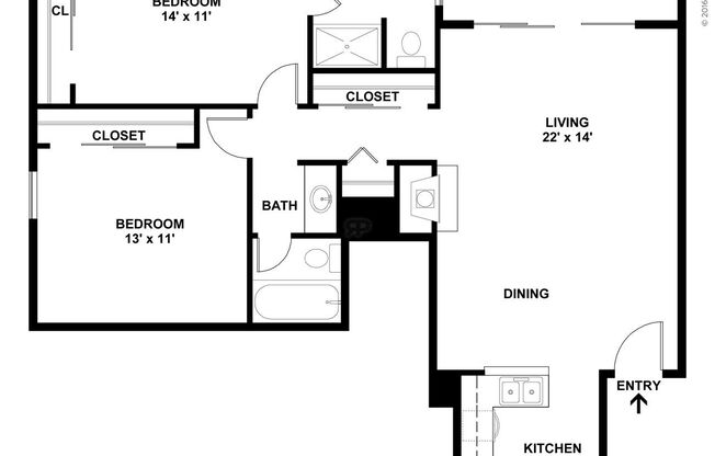 2 beds, 2 baths, 1,020 sqft, $1,595