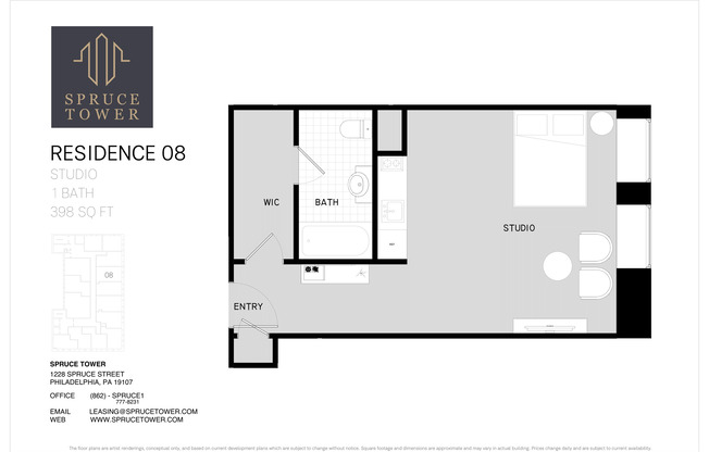 Studio, 1 bath, 398 sqft, $1,395, Unit 508