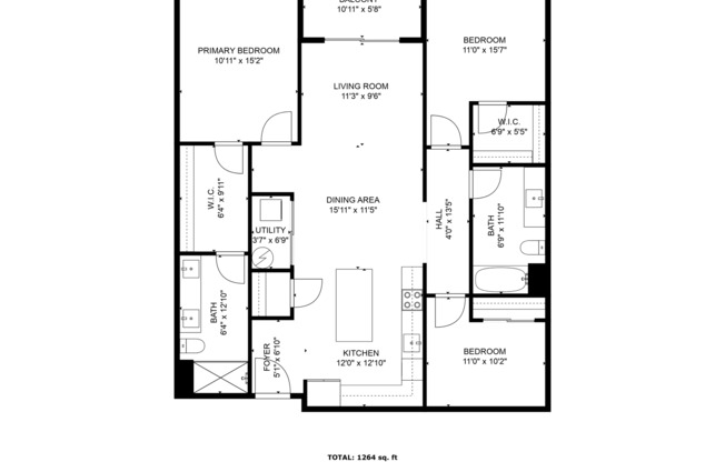 2 beds, 2 baths, 1,351 sqft, $3,100, Unit 110 W Beall #308