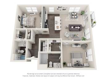 2 beds, 2 baths, 1,080 sqft, $1,675