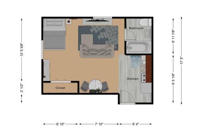 Studio, 1 bath, 400 sqft, $740, Unit 72-C14