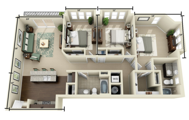 3 beds, 2 baths, 1,285 sqft, $2,307