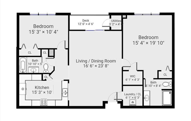 2 beds, 2 baths, 1,302 sqft, $3,600, Unit 104