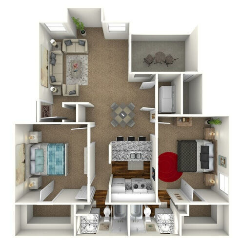 2 beds, 2 baths, 1,008 sqft, $1,303