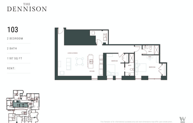 2 beds, 2 baths, 1,187 sqft, $2,295, Unit 103