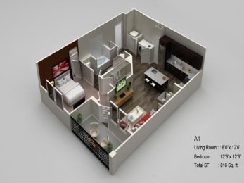 1 bed, 1 bath, 816 sqft, $1,620