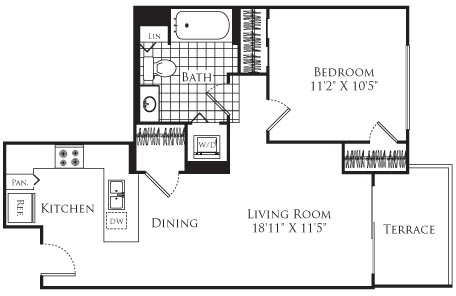 1 bed, 1 bath, 644 sqft, $2,193