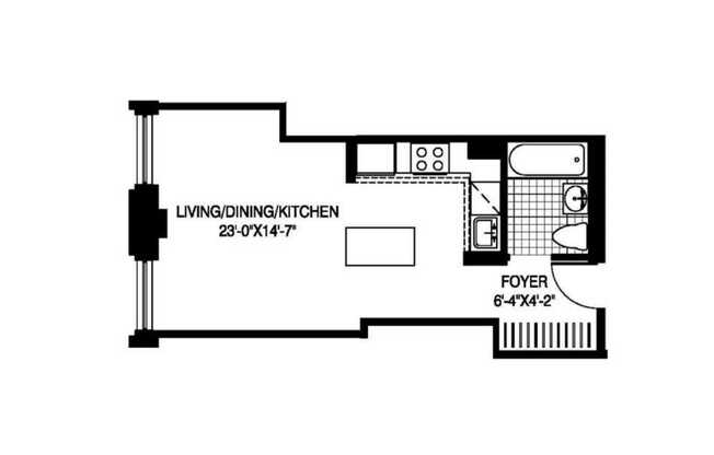 1 bed, 1 bath, 509 sqft, $3,250, Unit 16D