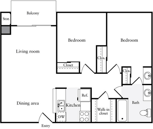 2 beds, 1 bath, 935 sqft, $2,552