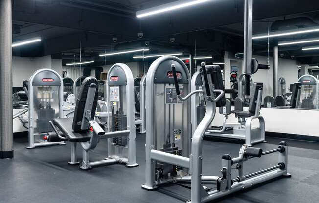 Gym with various equipment at Vera Cortez Hill, San Diego, California