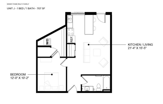 1 bed, 1 bath, 703 sqft, $1,325, Unit 113