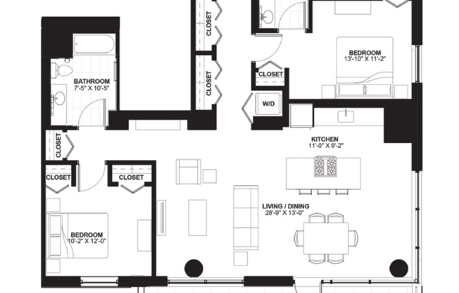 2 beds, 2 baths, 1,410 sqft, $4,295, Unit 209