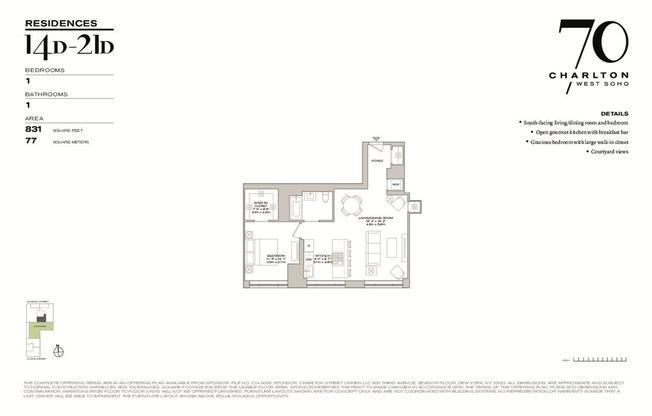 1 bed, 1 bath, $8,750, Unit 20D