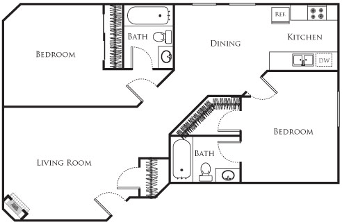 2 beds, 2 baths, 993 sqft, $2,445, Unit 202