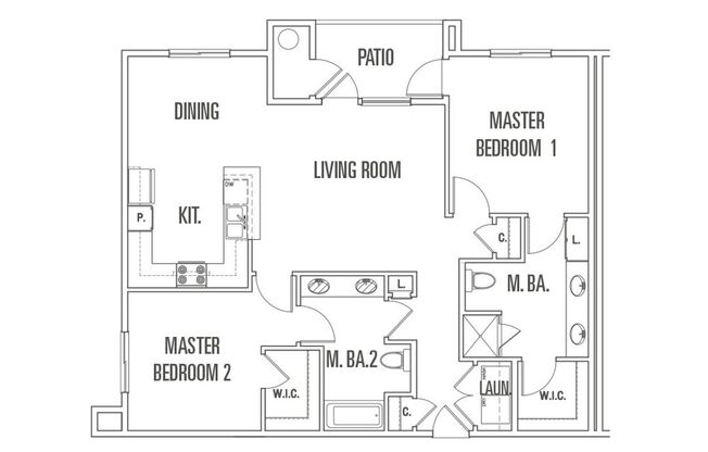 2 beds, 2 baths, 1,192 sqft, $1,950, Unit 222