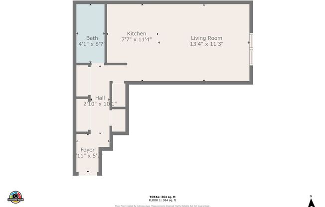 Studio, 1 bath, 445 sqft, $750, Unit 206