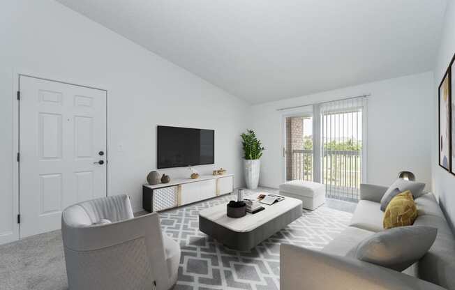 Wood Floor Living Room at Honey Creek, Greenwood, IN, 46143