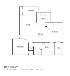 2 beds, 1 bath, 943 sqft, $1,581