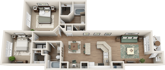 2 beds, 2 baths, 1,176 sqft, $2,430