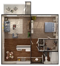 1 bed, 1 bath, 528 sqft, $1,105