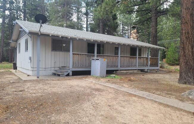 One level cabin in a quiet neighborhood