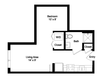 Studio, 1 bath, 445 sqft, $1,499