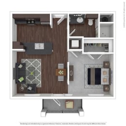 a 1 bedroom floor plan  503 square feet at Legacy Flats, Texas, 78254