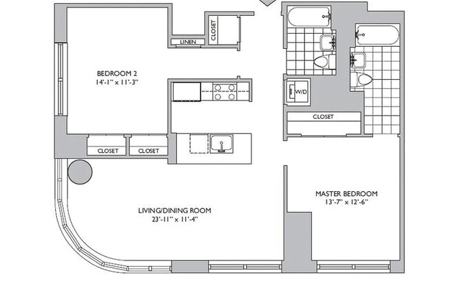 2 beds, 2 baths, 1,092 sqft, $6,500, Unit 25D