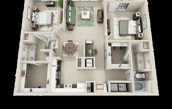 2 beds, 2 baths, 1,189 sqft, $1,699