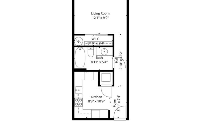 Studio, 1 bath, 389 sqft, $1,450, Unit 207