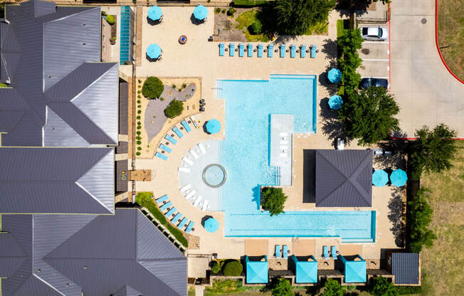 arial view of the pool at the resort at longboat key club at Discovery at Craig Ranch, McKinney, Texas