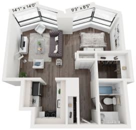 Studio, 1 bath, 530 sqft, $2,155