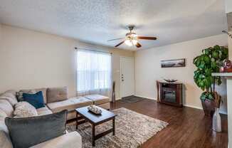 Cobble Hill Apartments in Fort Worth, Texas Model Living Room with Fireplace