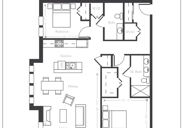 2 beds, 2 baths, 1,156 sqft, $4,300, Unit 1