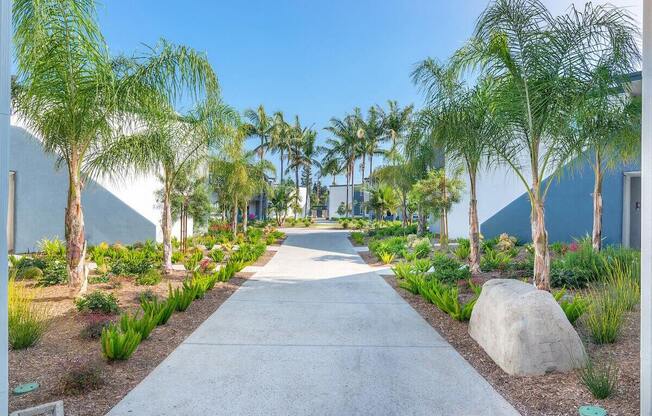 Courtyard Walking Path at Beverly Plaza Apartments, Long Beach, 90815