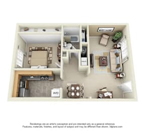 1 bed, 1 bath, 742 sqft, $1,205