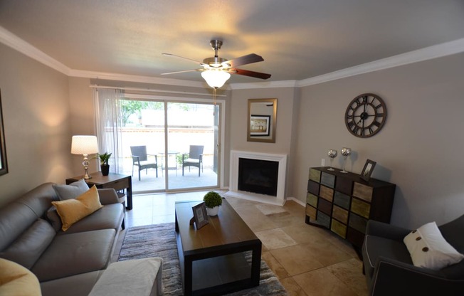 View of living room overlooking the patio