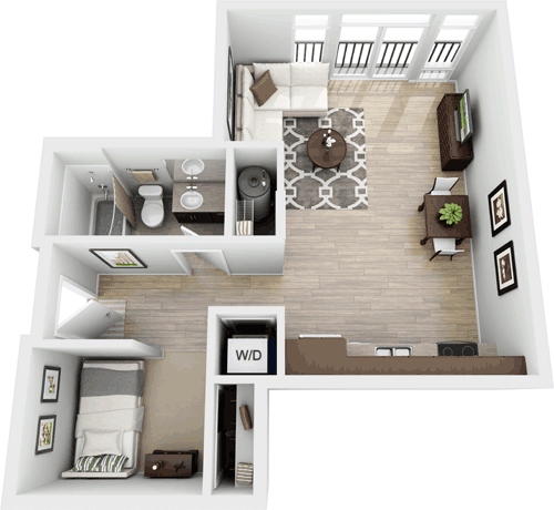 Studio, 1 bath, 618 sqft, $1,909, Unit 630